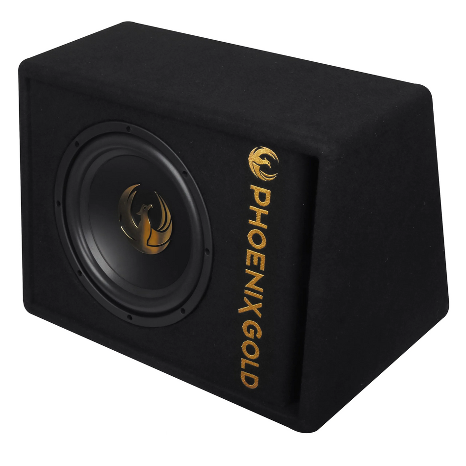 Phoenix Gold Z Series Z10AB 12” 800W Powered Active Ported Wedge Subwoofer Enclosure with Built-in Amplifier