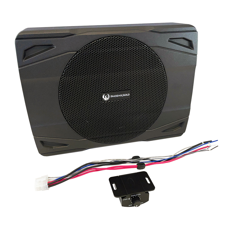 Phoenix Gold Z Series Z880 8” 240W Powered Slim Active Ultra Compact Subwoofer Enclosure with Remote Gain Control